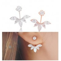 Rose Gold Marquise Flare Crystal Ear Jackets